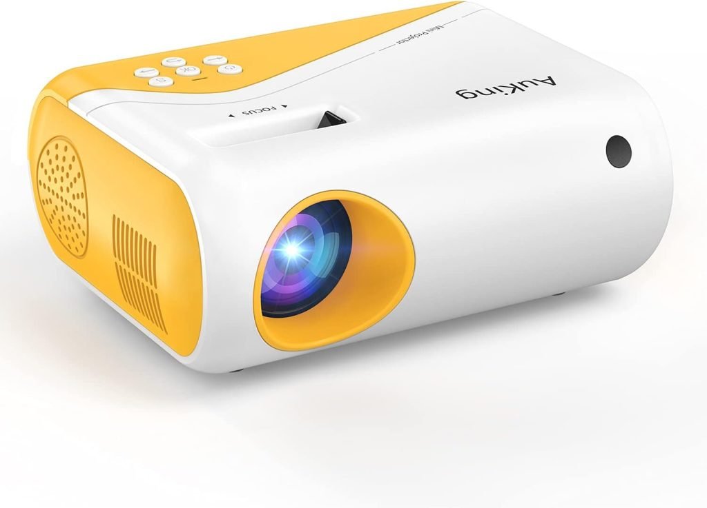 Projector, AuKing 2023 Upgraded Mini Projector 1080P Supported Portable Projector, Video Projector Compatible with HDMI, USB, Laptop, Tablet, TV Stick, iOS and Android Smartphone Yellow