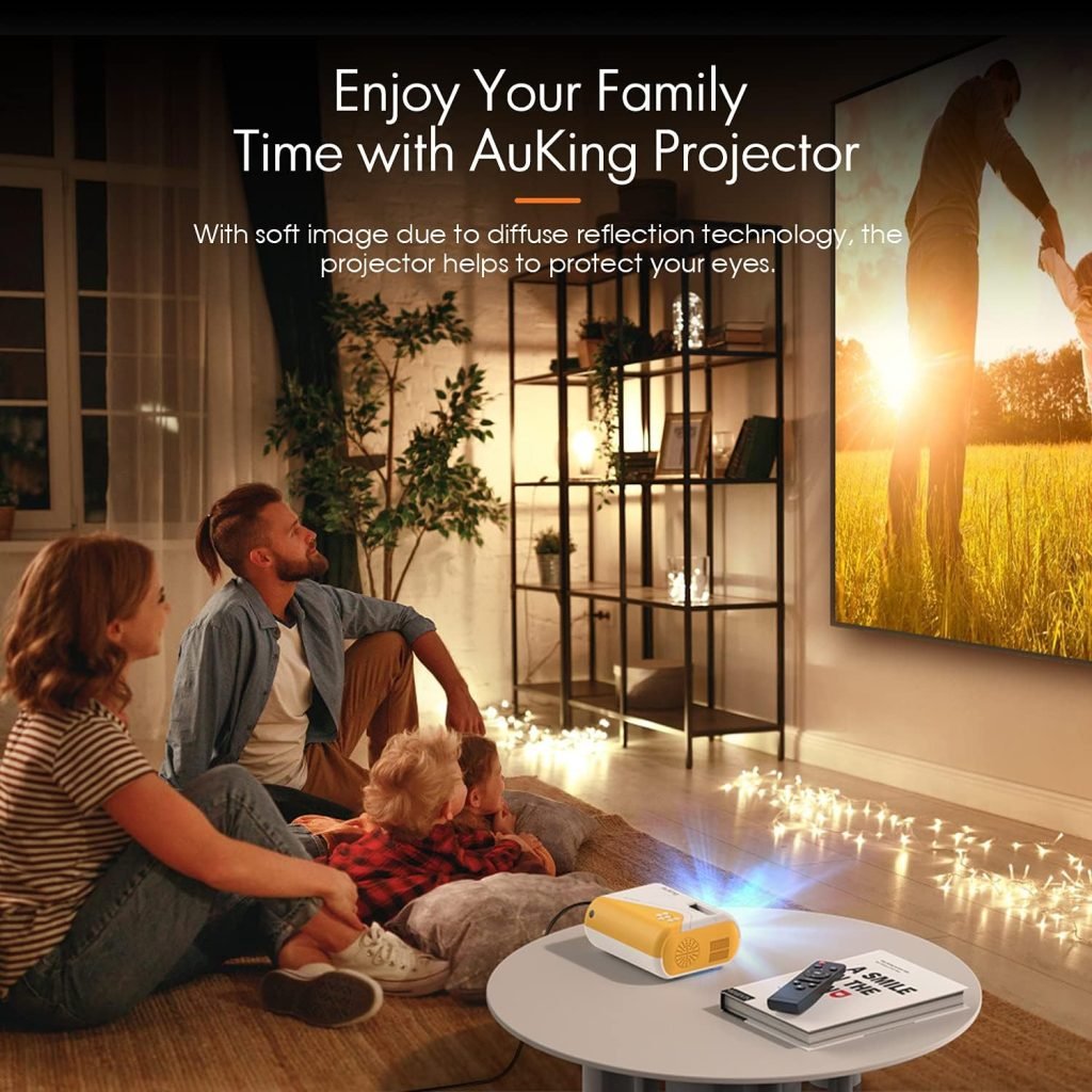Projector, AuKing 2023 Upgraded Mini Projector 1080P Supported Portable Projector, Video Projector Compatible with HDMI, USB, Laptop, Tablet, TV Stick, iOS and Android Smartphone Yellow