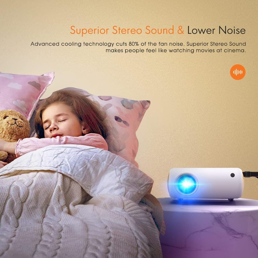 Projector, AuKing 2023 Upgraded Mini Projector 1080P Supported Portable Projector, Video Projector Compatible with HDMI, USB, Laptop, Tablet, TV Stick, iOS and Android Smartphone Yellow
