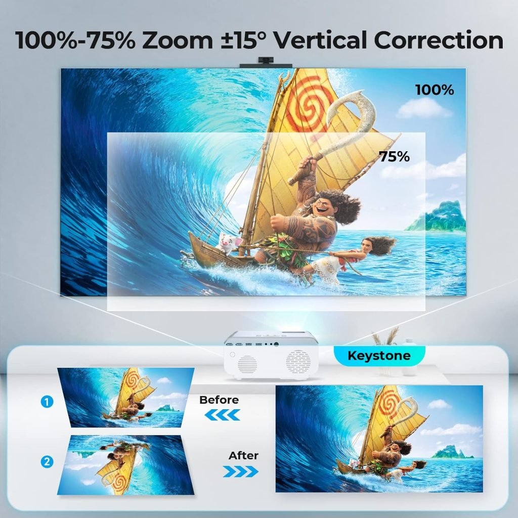 Upgraded 5G WiFi Bluetooth LCD Projector with P2P Connectivity, Giaomar 12000L Native 1080P 4K Support usb2.0 Video Projector, Mini Portable Home/Outdoor Movie Projector for iOS/Android/PS5/HDMI