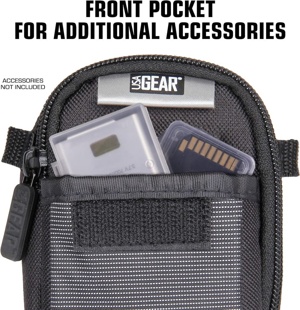 USA Gear Digital Camera Case Compatible with Canon G7x Mark ii, Nikon Coolpix, Canon Elph 190, Canon PowerShot and More - Small Camera Bag Travel Case with Shoulder Strap, Belt Loop and SD Card Pocket