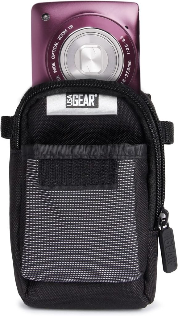 USA Gear Digital Camera Case Compatible with Canon G7x Mark ii, Nikon Coolpix, Canon Elph 190, Canon PowerShot and More - Small Camera Bag Travel Case with Shoulder Strap, Belt Loop and SD Card Pocket