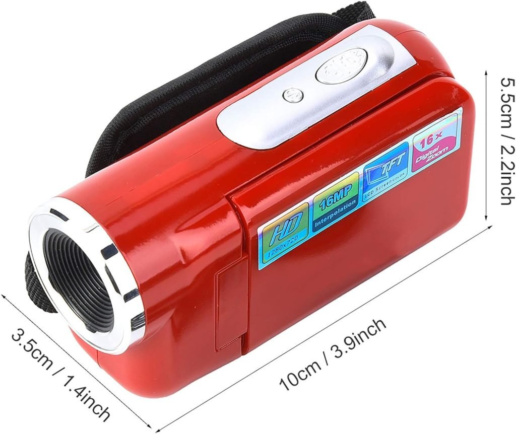 Video Camera, 16X HD 1080*720 2inch TFT LCD Sceen Digital Video Camera Camcorder supports photography and video for Cycling, Climbing and Running.The best gift for birthday, Christmas, holiday.(black)