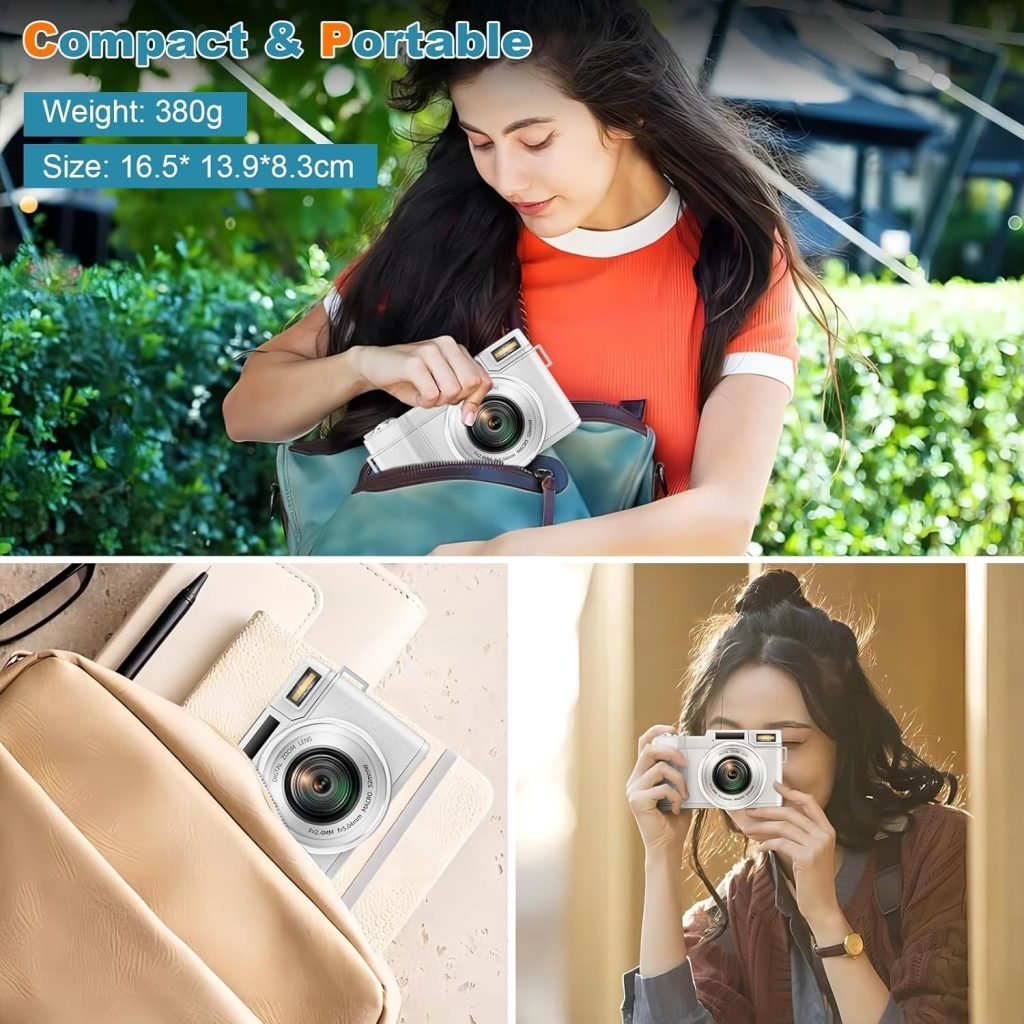 Digital Camera,UHD 4K 48MP Digital Camera for Photography,Vlogging Camera with 16X Digital Zoom 32GB Card 2 Batteries for Youtube, Tiktok
