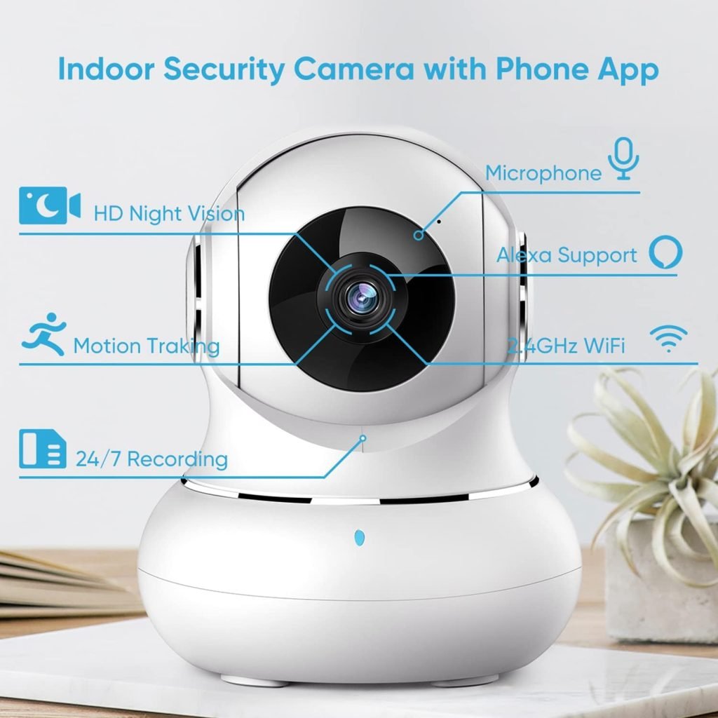 litokam Little elf Wifi Camera, Security Camera Indoor with 360° Motion Tracking,Baby Monitor Camera 2K Home Security Camera Wireless for Dog, Pet Camera with App-2 Pack
