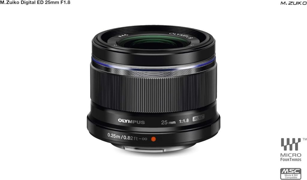 Olympus M.Zuiko Digital 25 mm F1.8 Lens, Fast Fixed Focal Length, Suitable for All MFT Cameras (Olympus OM-D  PEN Models, Panasonic G-Series), Black