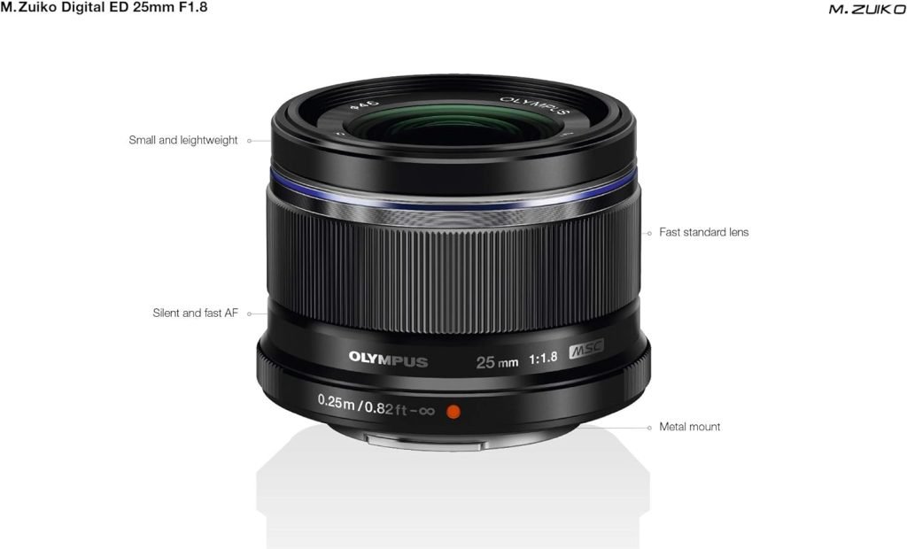 Olympus M.Zuiko Digital 25 mm F1.8 Lens, Fast Fixed Focal Length, Suitable for All MFT Cameras (Olympus OM-D  PEN Models, Panasonic G-Series), Black