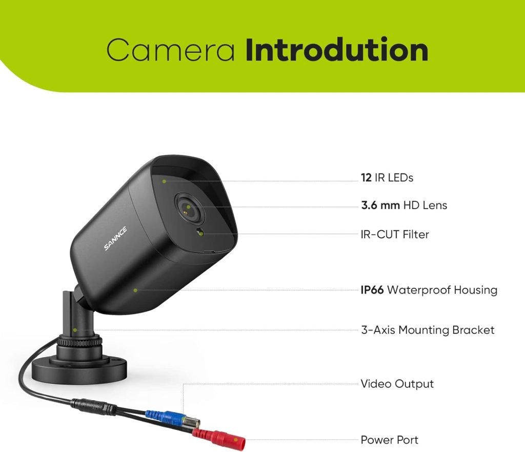 SANNCE Camera 1080P CCTV, 2MP Full HD Surveillance Camera for DVR Recording Security System with Outdoor IP66 Waterproof 100 ft Night Vision, 4 Pack Home Analog Camera Kits with Adapter