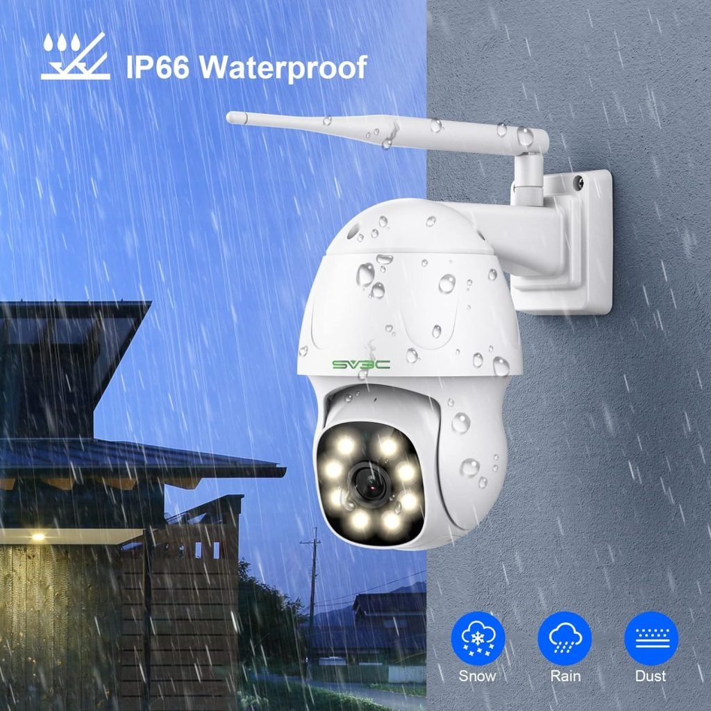 SV3C 2022 New PTZ Security Camera Outdoor, 5MP Rotate PanTilt IP CCTV Cameras with Auto Tracking and Floodlight, WiFi Outdoor Camera Support Color Night Vision, Human Detection, Audio SD Card Record