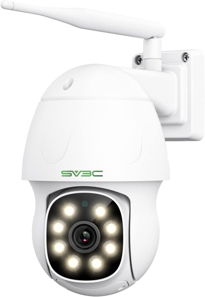 SV3C 2022 New PTZ Security Camera Outdoor, 5MP Rotate PanTilt IP CCTV Cameras with Auto Tracking and Floodlight, WiFi Outdoor Camera Support Color Night Vision, Human Detection, Audio SD Card Record