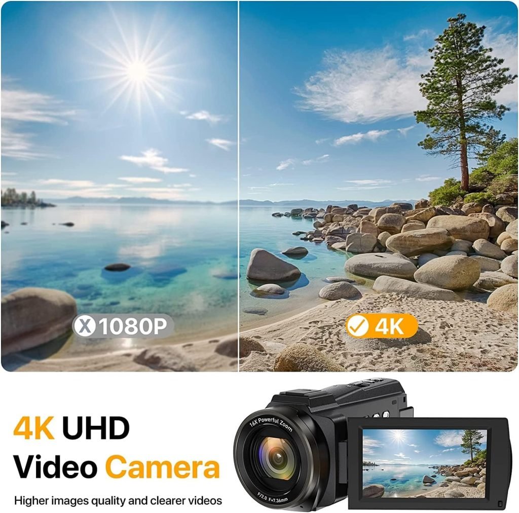 Video Camera FHD 1080P 36MP 30FPS Camcorder for YouTube, Video Camera Camcorder with IR Night Vision 16X Digital Zoom 3.0 270 Degree Rotation IPS Screen Vlogging Camera Recorder