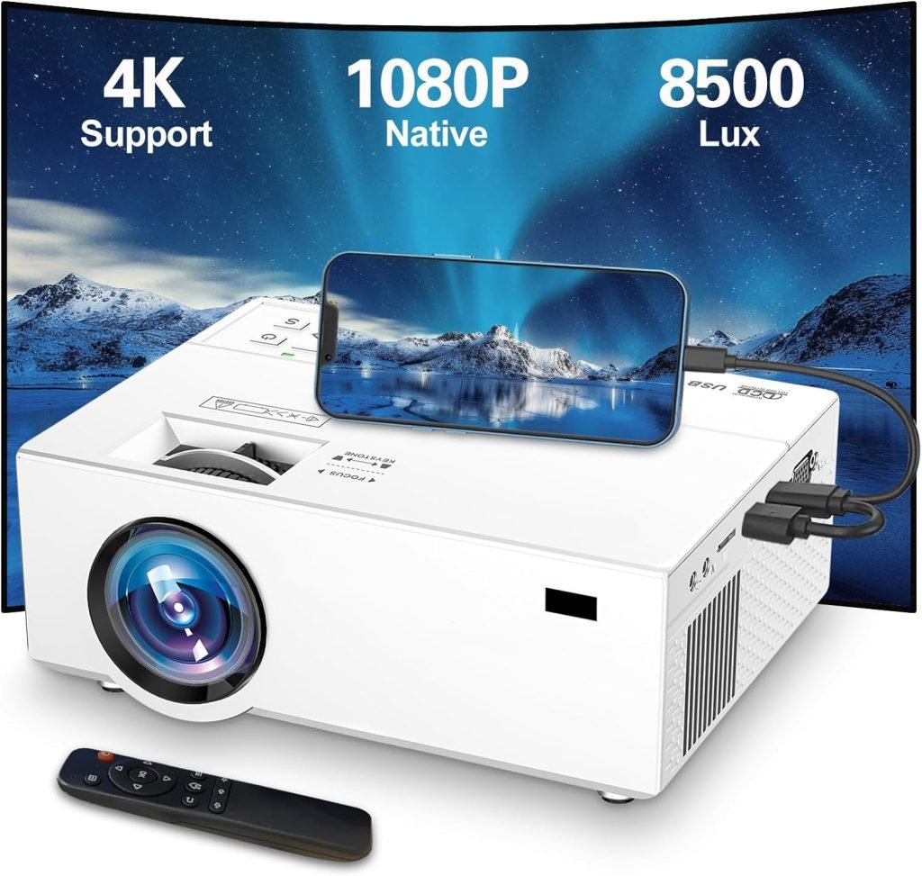 Video Projectors, Portable Mini Projector Full HD 1080P Home Theater Video Projector, Movie Projector Compatible with HDMI/USB/VGA/AV/TV Box/Smartphone/Laptop