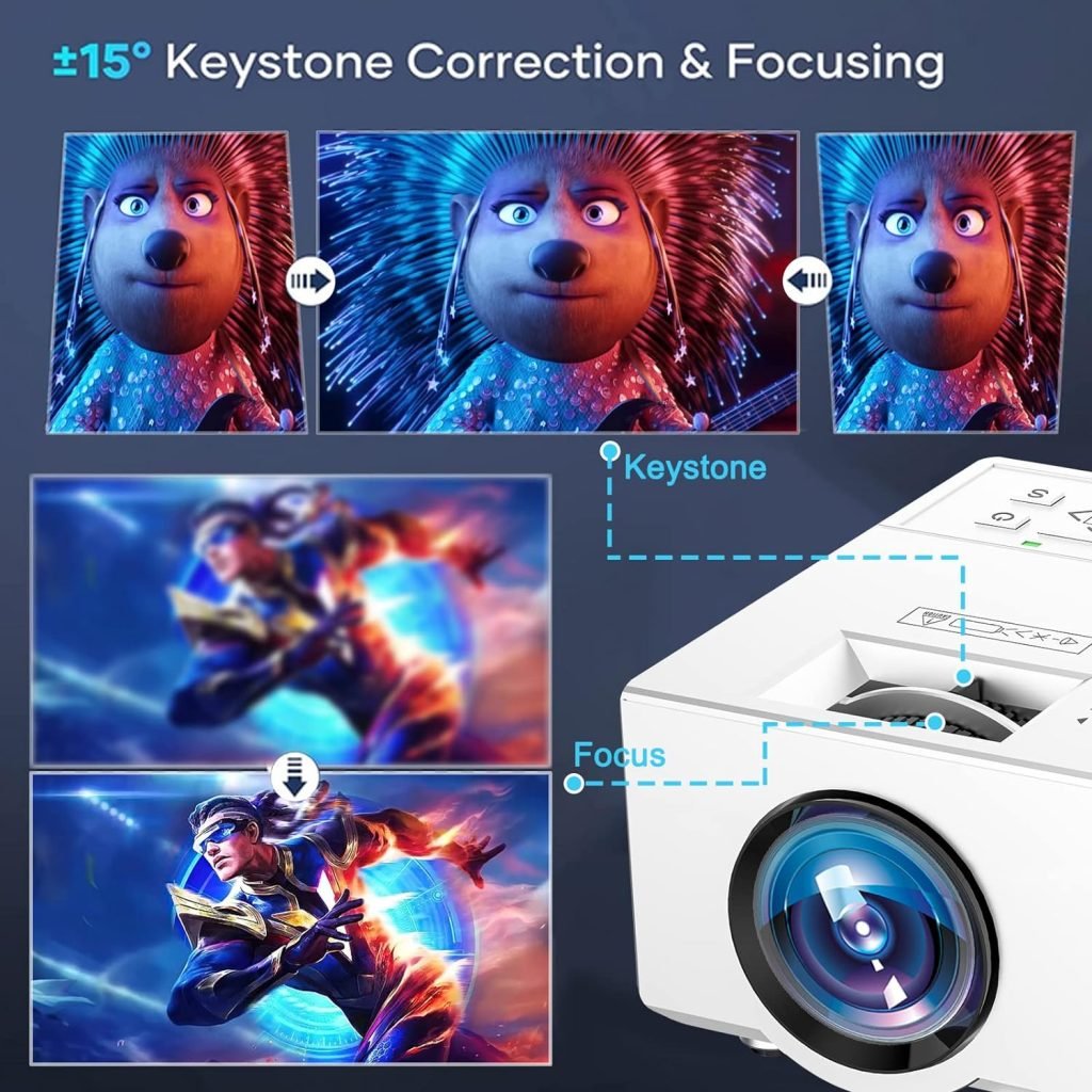 Video Projectors, Portable Mini Projector Full HD 1080P Home Theater Video Projector, Movie Projector Compatible with HDMI/USB/VGA/AV/TV Box/Smartphone/Laptop