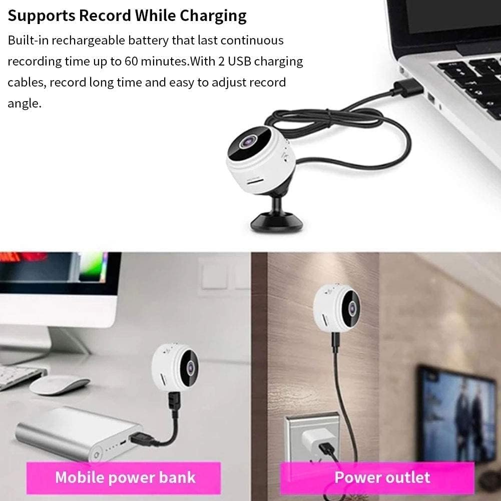 COMBLU Mini Spy Camera, Wireless Camera 1080P Full HD with Audio and Video, Hidden Secret Baby Monitor Home Security Surveillance Cam with Night Vision Motion Detection White