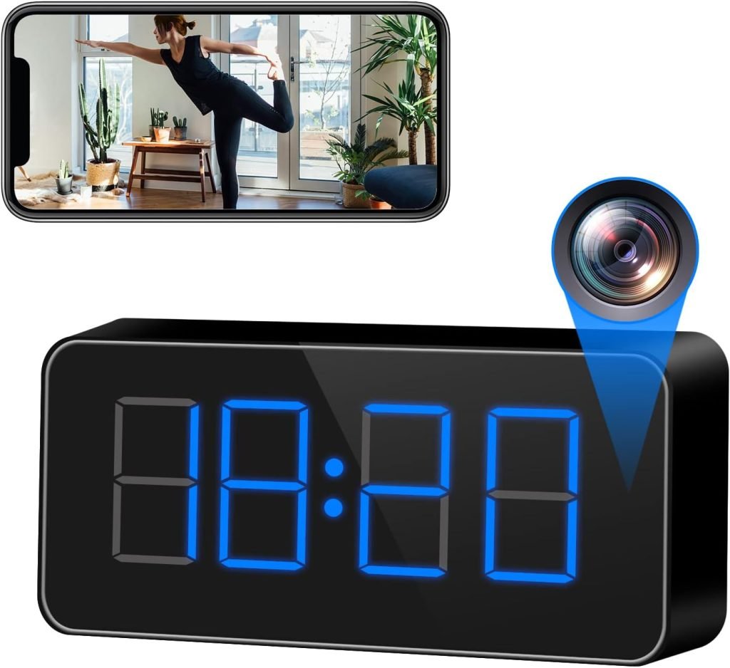 Hidden Clock Camera Wifi, HD 1080P Wireless Spy Camera Nanny Camera with Night Vision and Motion Detection, Mini Video Recorder Surveillance Camera with Remote Viewing for Home, Office, Shop Security