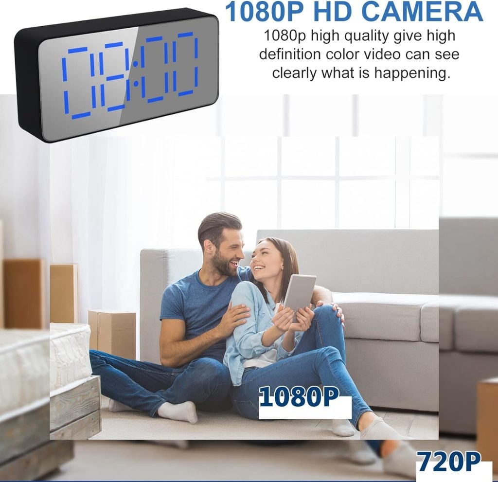 Hidden Clock Camera Wifi, HD 1080P Wireless Spy Camera Nanny Camera with Night Vision and Motion Detection, Mini Video Recorder Surveillance Camera with Remote Viewing for Home, Office, Shop Security