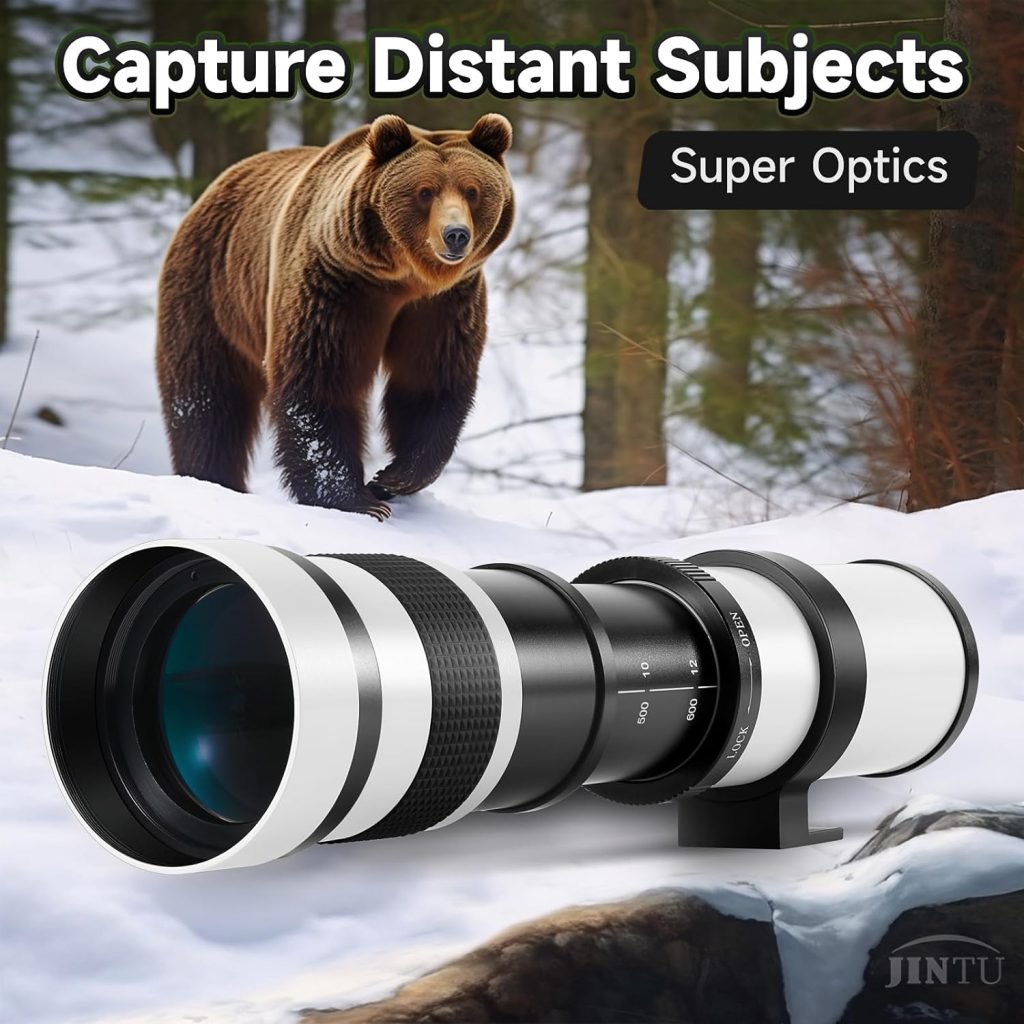 JINTU 500mm/1000mm f/8 Super Telephoto lens with T mount Adapter Compatible with Canon EF-EF/S Mount DSLR Cameras 4000D 800D 80D 1300D 1200D 1100D 200D 250D 650D 550D 750D 90D 60D 70D 50D 5D IV 6D 7D