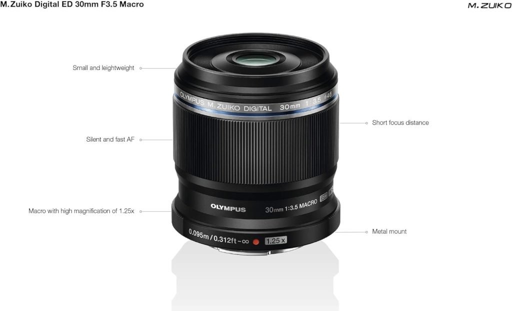 Olympus M. Zuiko Digital ED 30mm F3.5 Macro Lens, suitable for all MFT cameras (Olympus OM-D  PEN models, Panasonic G-series), black