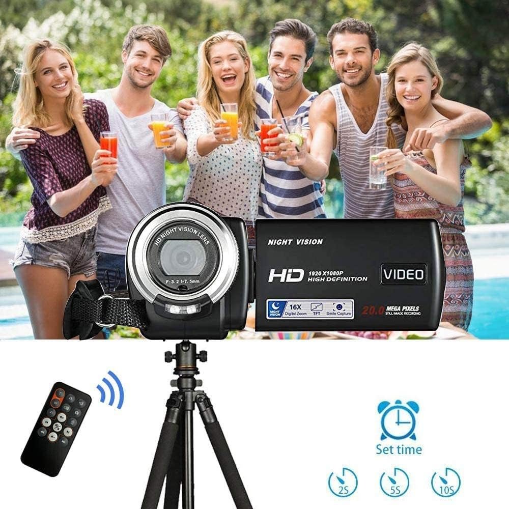 ORDRO V12 Video Camera Camcorder Full HD 1080P 30FPS Infrared Night Vision Camera 3.0 Inch LCD Screen 16X Zoom Camcorders with 16GB SD Card Remote Control and 2 Batteries