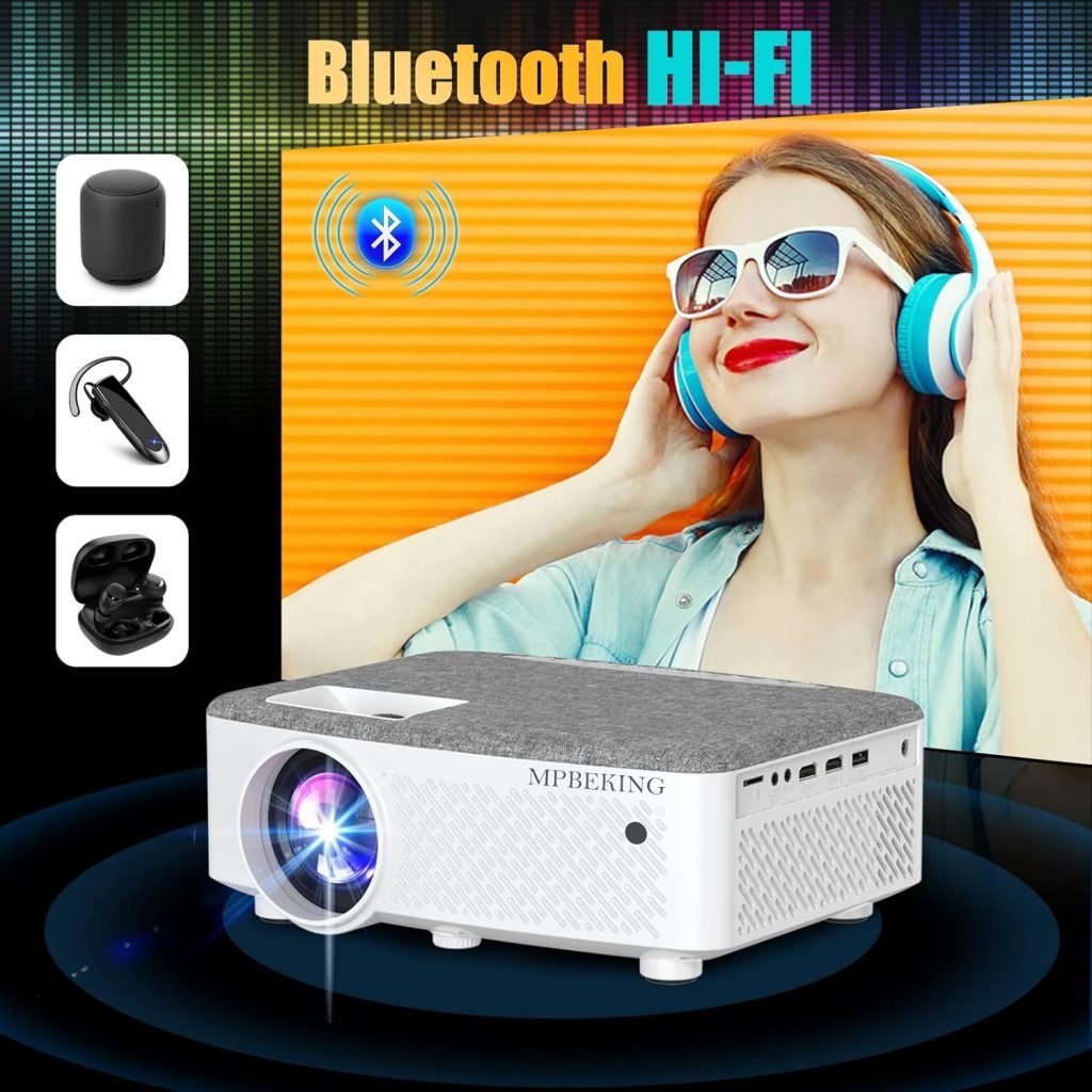 Projector, Portable Video Projector HD 1080P Supported, Home Projector 8500 Lumens 200Display for TV Stick, Home Theatre, Android/iOS