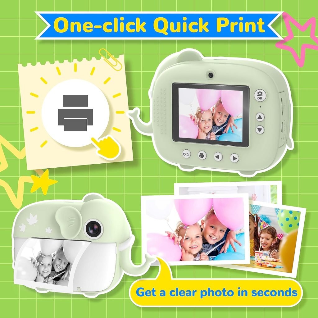 TIATUA Kids Camera Instant Print,Digital Camera for Kids with 20MP Dual Lens  32G Card, Video Camera, Photo Paper  Fun Accessories Included,Gift for Girls Boy Age 3+