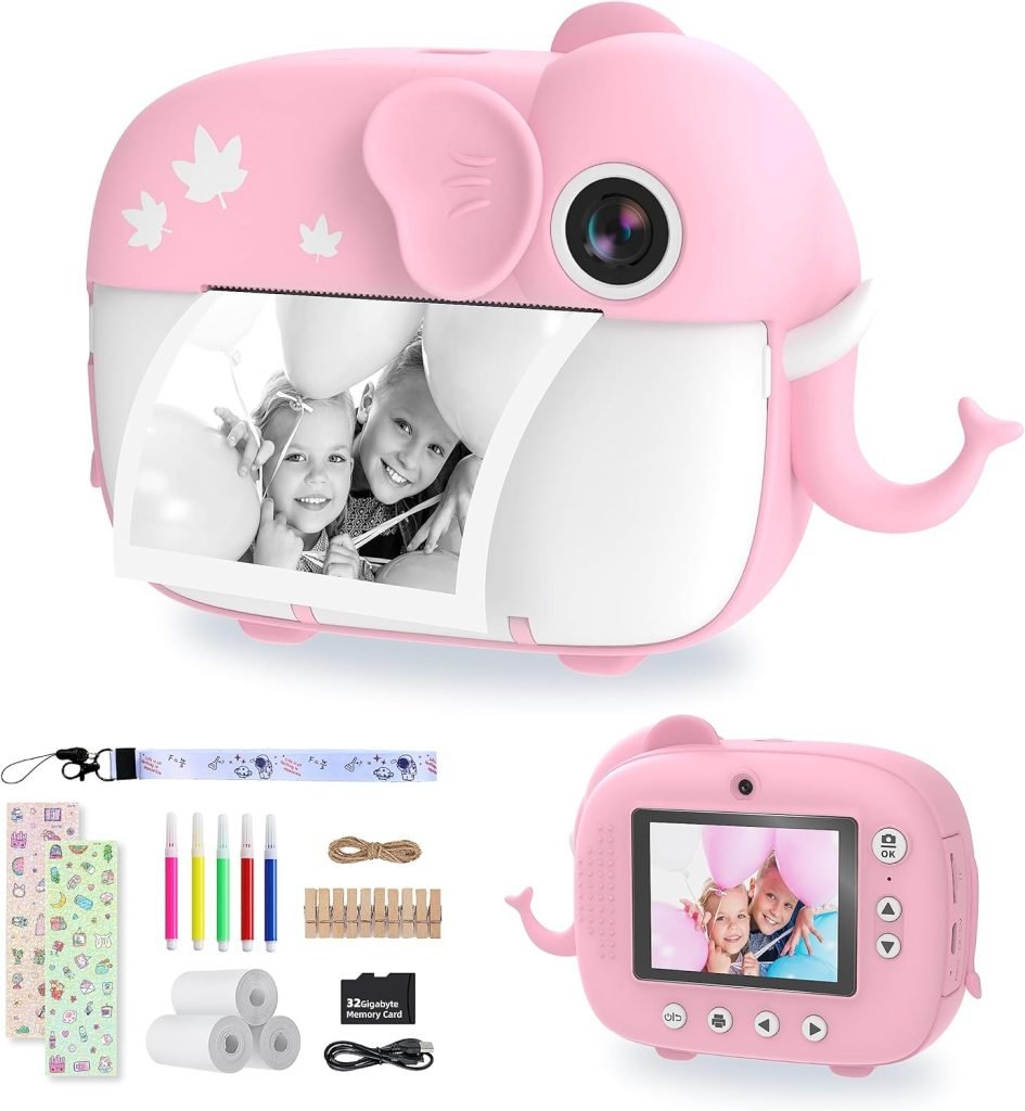 TIATUA Kids Camera Instant Print,Digital Camera for Kids with 20MP Dual Lens  32G Card, Video Camera, Photo Paper  Fun Accessories Included,Gift for Girls Boy Age 3+