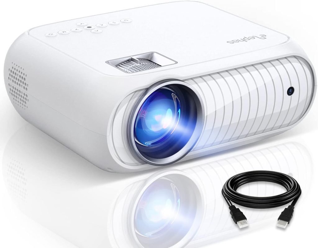 Mini Projector, ELEPHAS Phone Projector 2022 Upgraded Native 1080P with 8500 Lux, Multimedia Home Theater Movie Projector, Compatible with iOS/Android Phone/Tablet/Laptop/TV Stick/USB/PS4