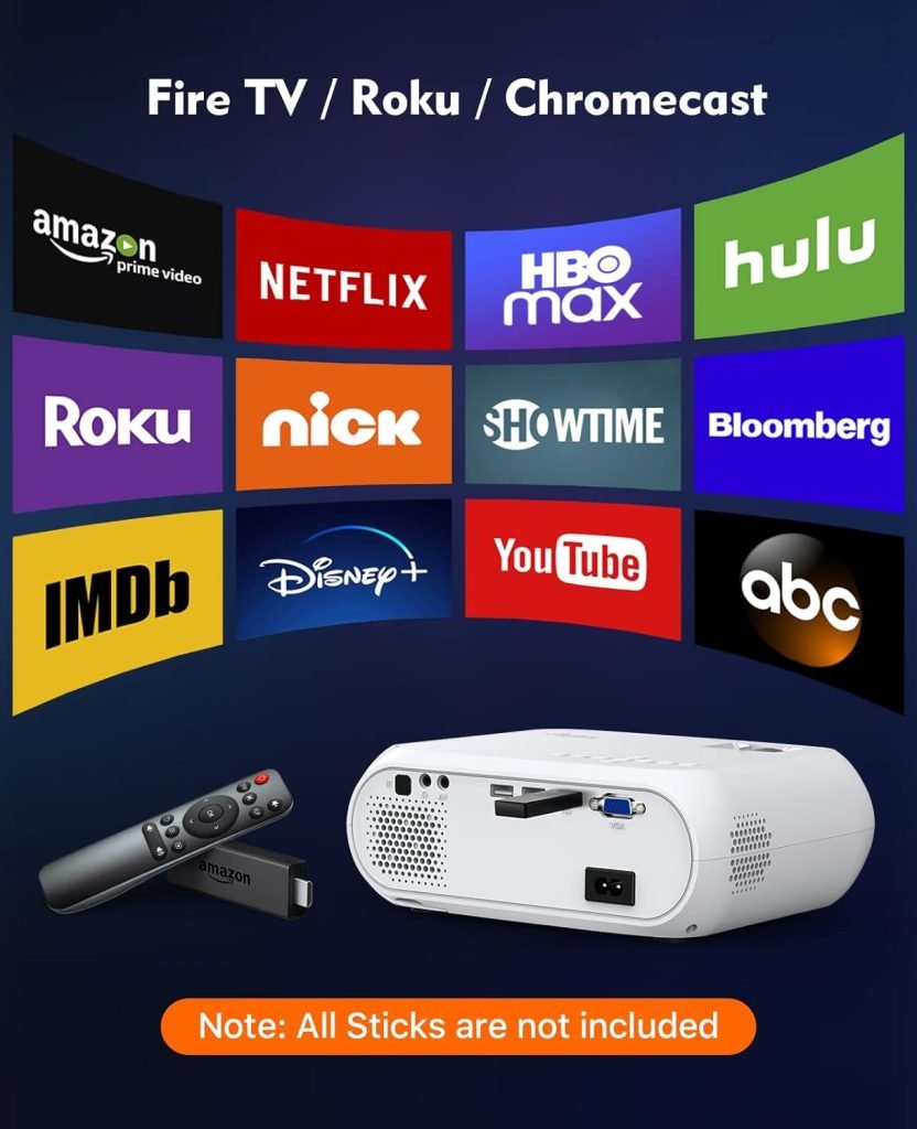Mini Projector, ELEPHAS Phone Projector 2022 Upgraded Native 1080P with 8500 Lux, Multimedia Home Theater Movie Projector, Compatible with iOS/Android Phone/Tablet/Laptop/TV Stick/USB/PS4