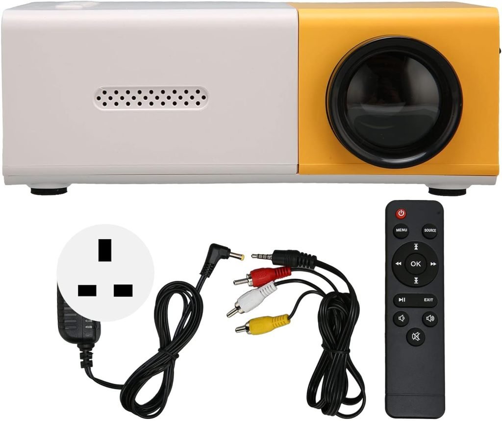 Mini Projector, YG300 Portable Projector for Cartoon, Outdoor Movie Projector, LED Pico Video Projector for Home Theater with HDMI Interfaces (UK Plug)