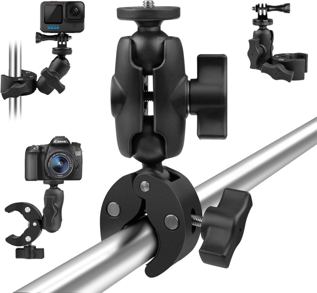 Taisioner Camera Super Clamp Mount Double Ball Head Adapter Compatible with GoPro AKASO DJI Action DSLR Digital Camera Monitor/LED Lights/Ronin-M/Ronin MX/Freefly MOVI Accessories