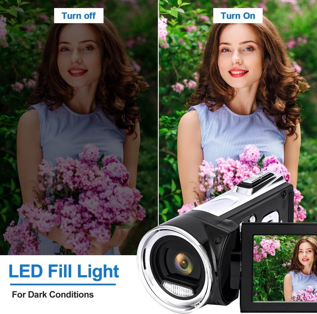 Video Camera Camcorder Upgraded 4K Rechargeable Digital Vlog Camera Video Recorder 4K 36MP 270° LCD Flip Screen Camcorder for Kids/Beginners/Children/Teenagers/Students/The Elderly