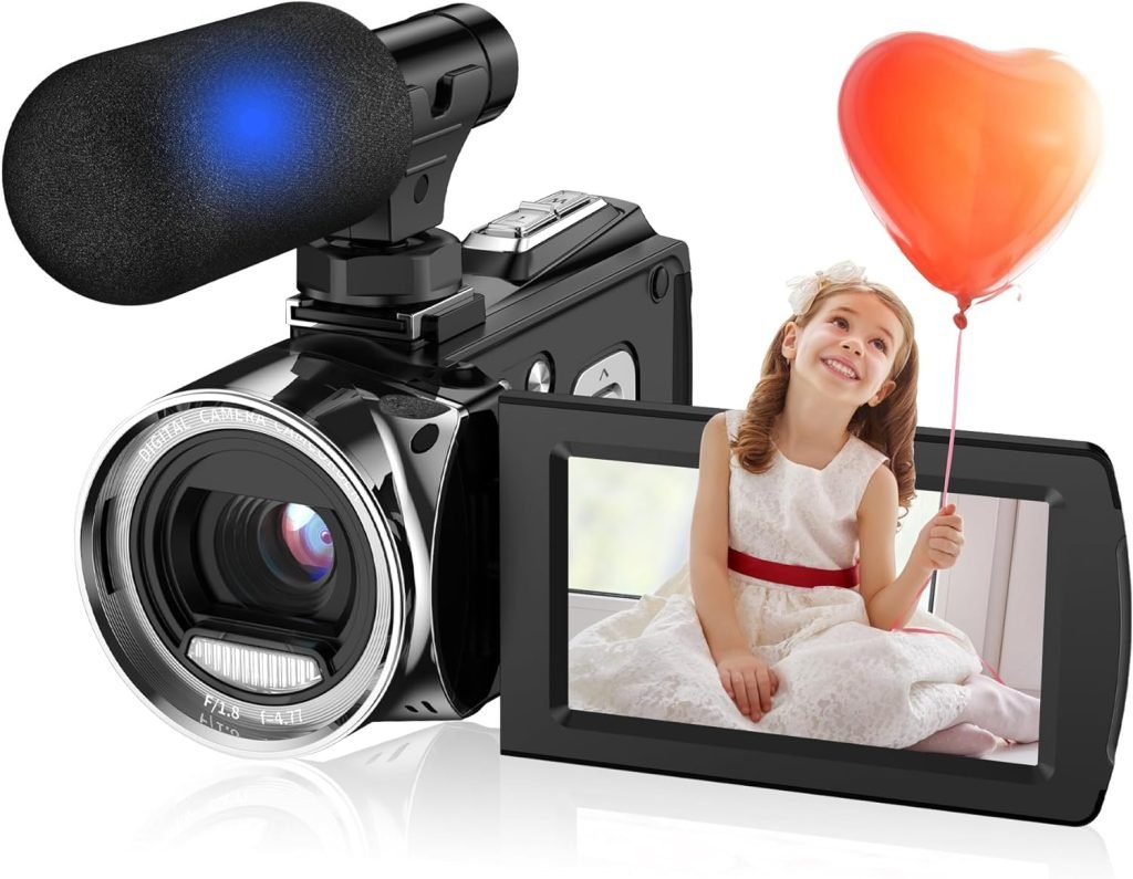 Video Camera Camcorder Upgraded 4K Rechargeable Digital Vlog Camera Video Recorder 4K 36MP 270° LCD Flip Screen Camcorder for Kids/Beginners/Children/Teenagers/Students/The Elderly