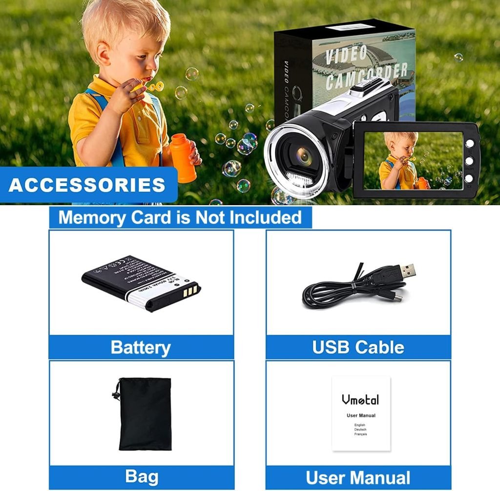Video Camera Camcorder Upgraded 4K Rechargeable Digital Vlog Camera Video Recorder 4K 36MP 270° LCD Flip Screen Camcorder for Kids/Beginners/Children/Teenagers/Students/The Elderly
