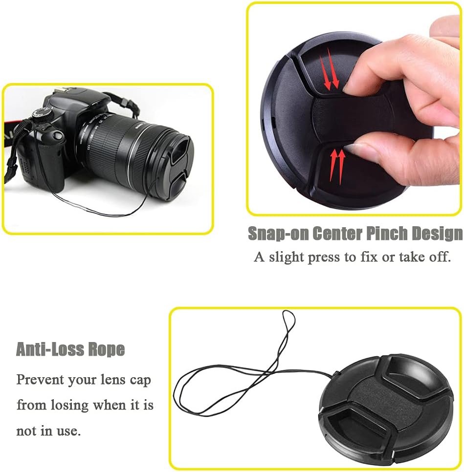 52mm Lens Cap for Nikkor AF-S DX 18-55mm f/3.5-5.6G Lens for Nikon D5300 D3500 Digital Camera，Fire Rock Lens Cover for EF-M 18-55mm f/3.5-5.6 Lens for Canon EOS M3-2Packs