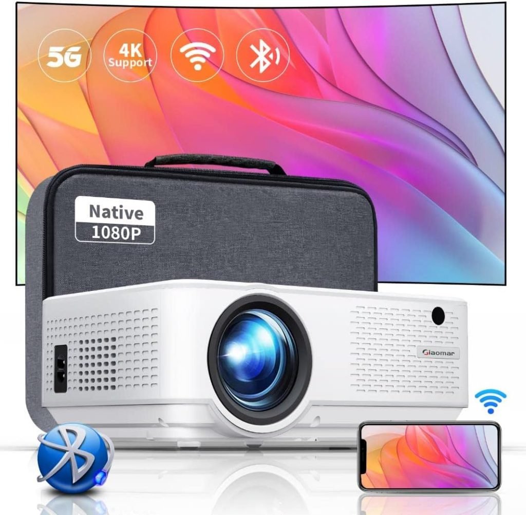 5G WiFi Bluetooth Projector 15000 Lux, Vigpil Native 1080P Full HD Movie Projecotor 4K Support/Home Projector for Phone/PC/Firestick