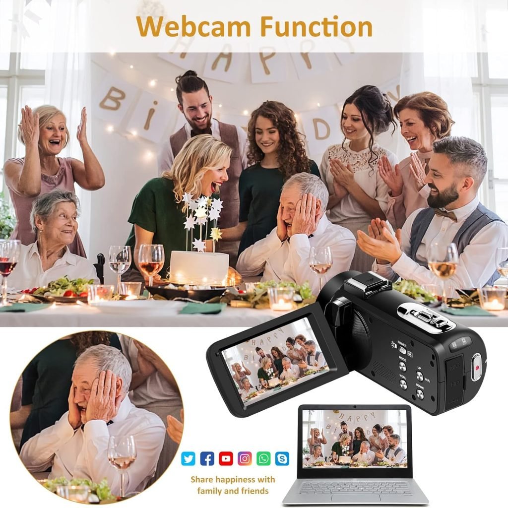 DREANNI Camcorder Video Camera 2.7K 42MP 18X Digital Zoom Camera Recorder 3.0 Inch LCD Screen Vlogging Camera For YouTube with Remote Controller, 2 Batteries