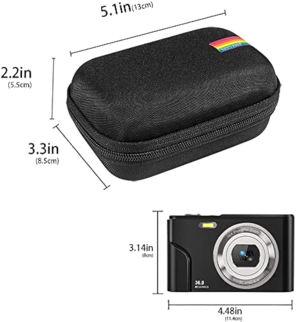 Leayjeen Digital Cameras Case Compatible for Zostuic/Umipyiza/SINEXE/Umipyiza/DPFIHRGO/Umipyiza/Amdeurdi/YLSHGXFC/Bofypoo, EVA Hard Shell Material Double Protection (case only) Black