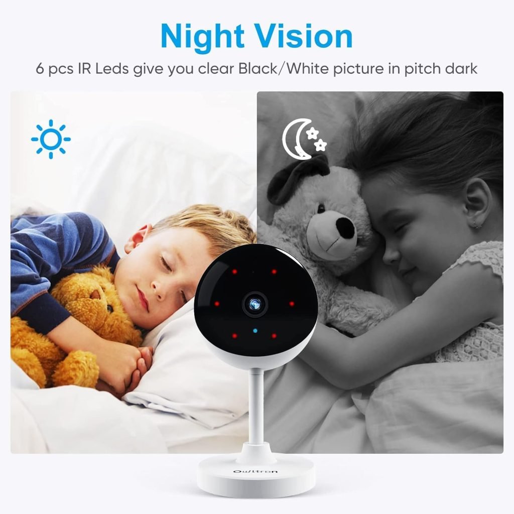 owltron Security Camera Indoor WiFi Camera 4 PCS Baby Monitor with Camera Surveillance Indoor Compatible with Alexa, Baby Camera Pet Camera with App 2-way Audio Motion Detection Night Vision