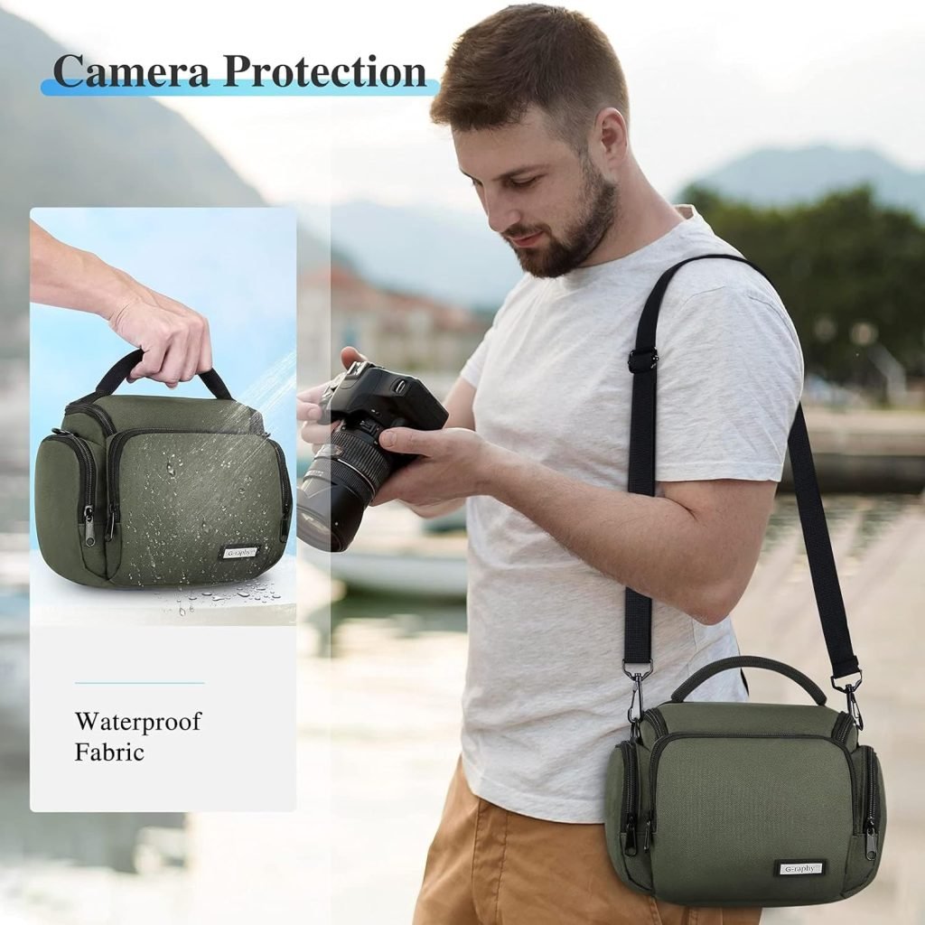 UBORSE DSLR Camera Shoulder Bag Waterproof Portable Anti-Shock Digital Camera Case Compatible Protector for DSLR SLR Camera Lens Accessories