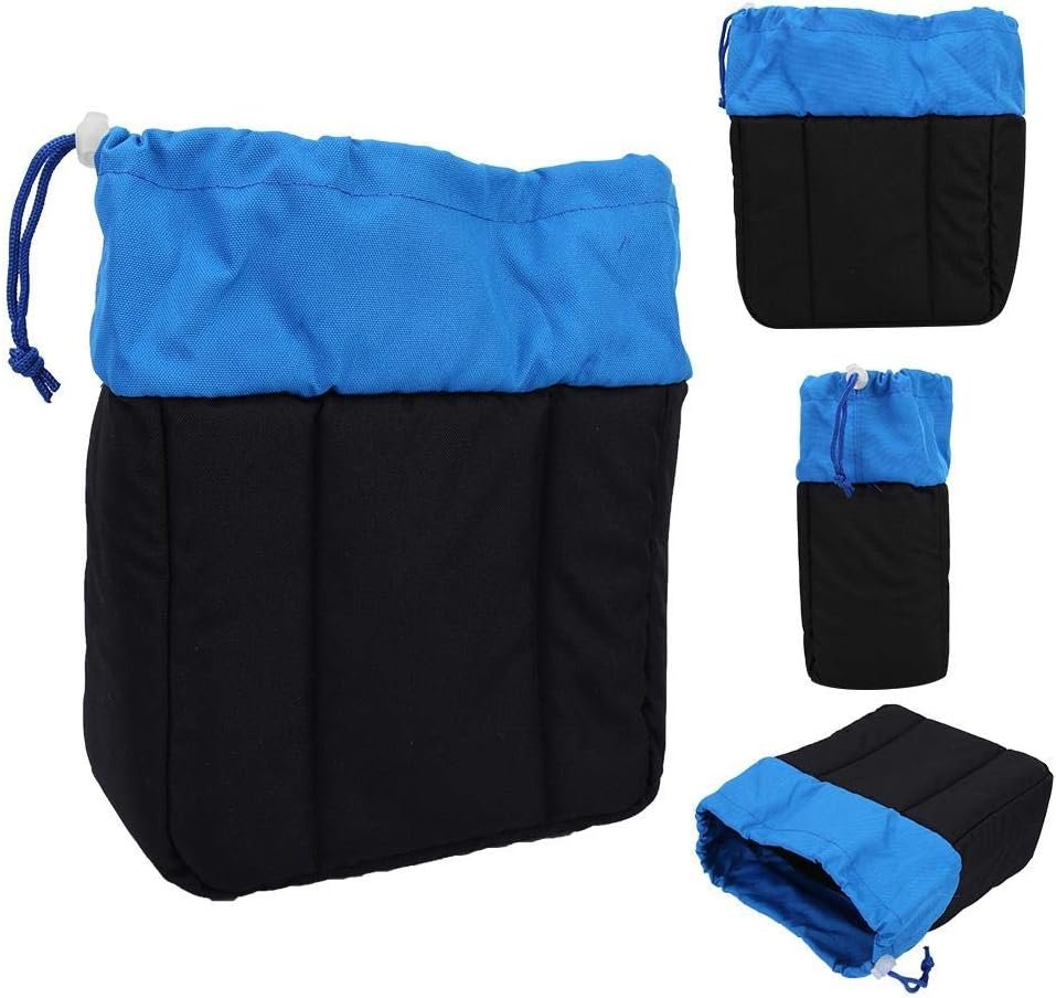 Denash Insert Camera Bag, Thickened  Shockproof  Adjustable Drawstring, Waterproof Nylon and Soft Velvet Insert Bag Padded Case for Digital Camera Lens(Blue)