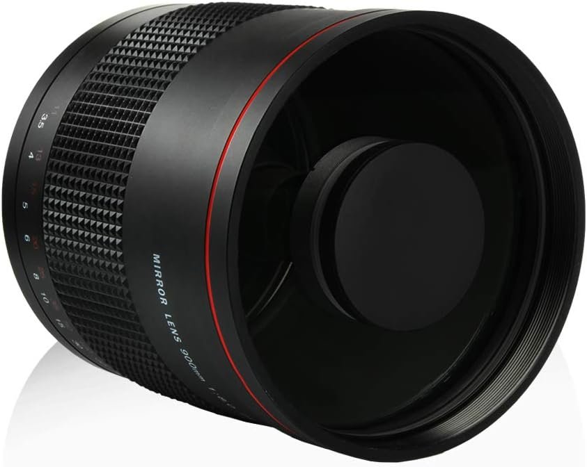 JINTU 900mm F/8.0 Telephoto Camera Zoom Lenses F/8.3-16 Manual MF for Canon NIKON DSLR Digital Cameras 60D 70D 80D 90D 4000D 1200D D90 D5600 D5000 D5100 D3200 D3500 D7200 Aluminum Alloy Black