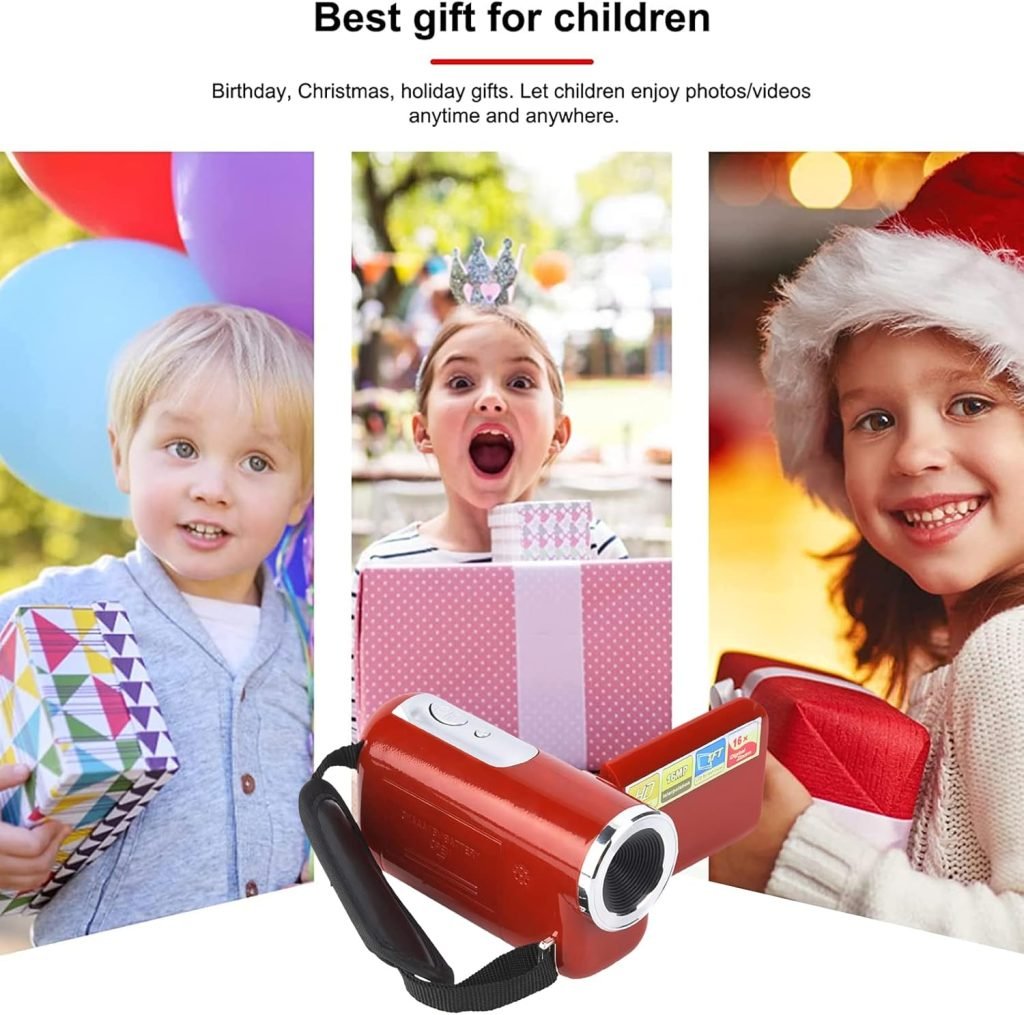 Kids Digital Video Camera, 1080P 16M 16X Digital Zoom DV Recording Camcorder with 2Inch TFT LCD Sceen for Photography Shooting(Black)