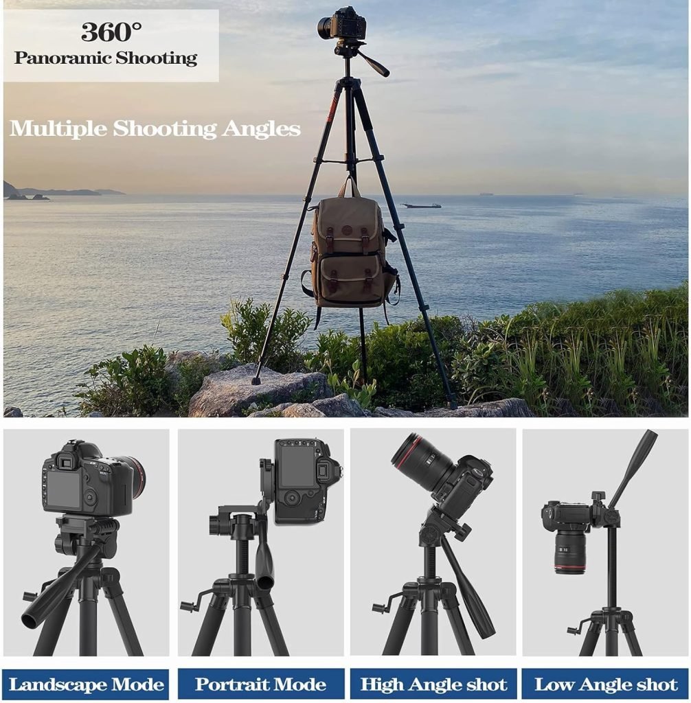 KINGJOY 75 Camera Tripod for Canon Nikon Lightweight Aluminum DSLR Camera Stand with Carry Bag Universal Phone Mount and Wireless Remote Max Load 5kg