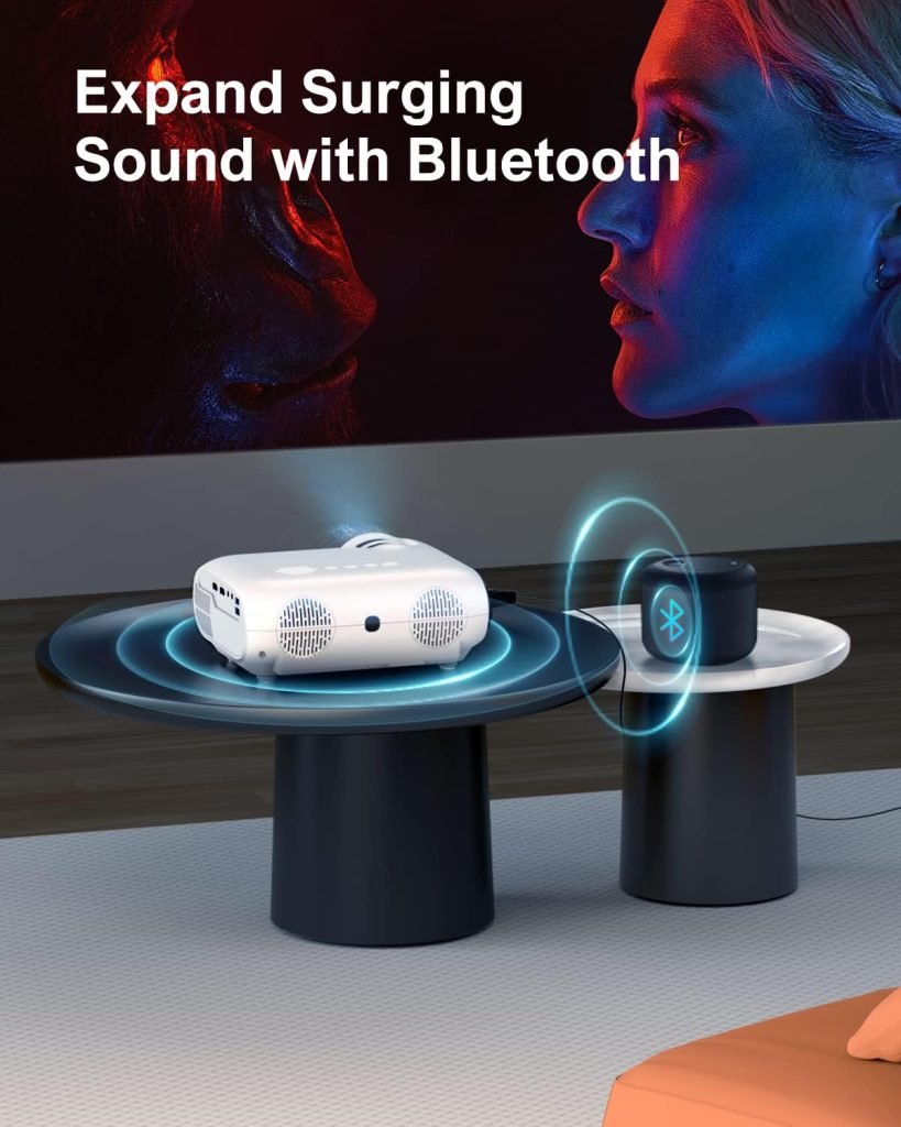 Outdoor Projector, Native 1080P Full HD Projector 4K Supported, Ultimea Bluetooth 5.1 Portable Projector with 300 ANSI 10,000 Lux, Movie Projector for Patio, Garden, TV Stick, HDMI*2, USB*2