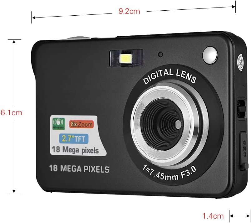 Andoer Digital Camera with SD Card 32GB 2pcs Rechargeable Batteries 1080P 44M HD 16X Digital Zoom Anti-shake Auto Focus 2.5 IPS Screen Smile LCD Screen for Kids Children Holiday