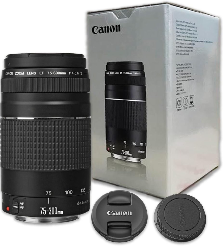 Canon EF 75-300mm f/4-5.6 III Telephoto Zoom Lens for Canon SLR Cameras Canon EOS 7D, 60D, EOS Rebel SL1, T1i, T2i, T3, T3i, T4i, T5i, XS, XSi, XT, XTi Digital SLR Cameras