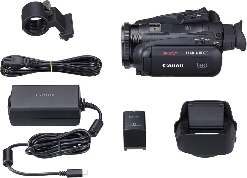 Canon LEGRIA HF G70 4K Camcorder - 4K UHD/25P - 20x Optical Zoom Lens - Optical Image Stabilization - Dual Card Slots - USB-C Connectivity, Live Streaming Support
