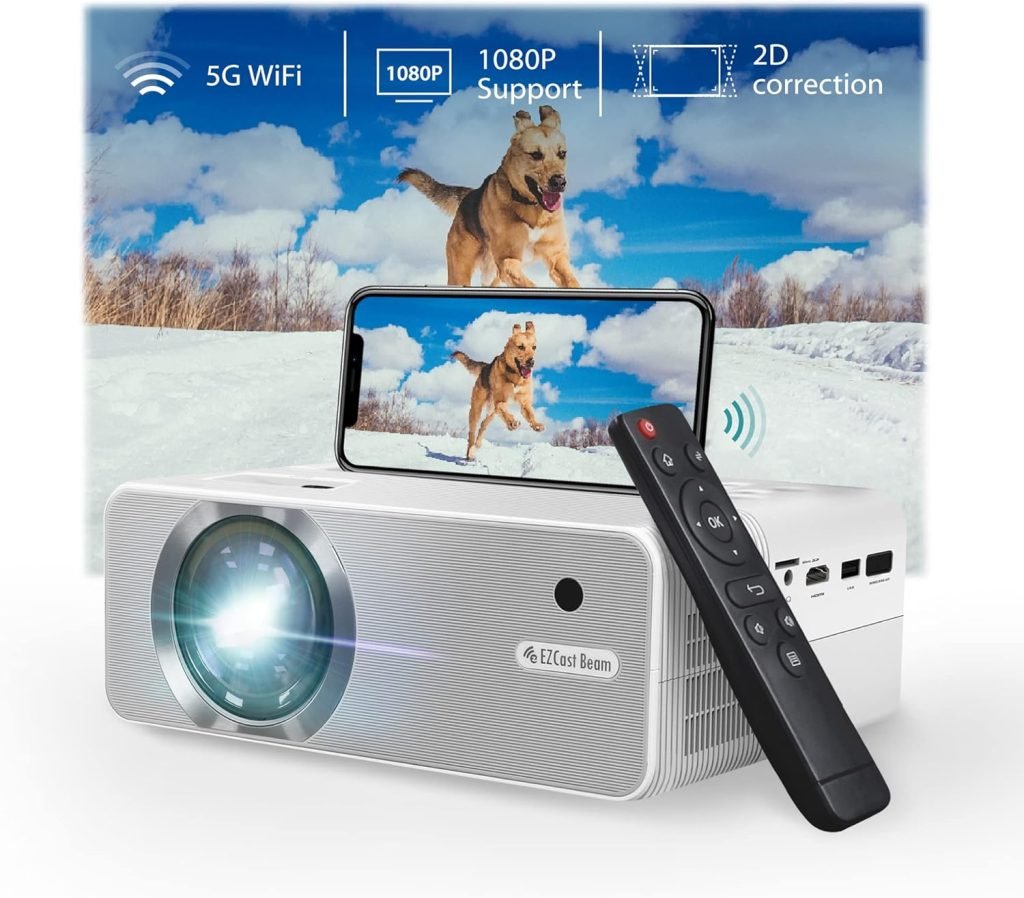 EZCast V3, 2023 Upgraded Mini Portable Projector, 10600 Lumens Multimedia Movie Video Projector, 1080P Full HD Supported, Compatible with HDMI, USB, Laptop, iPhone, Android Phone, Xbox, PS5, TV Stick