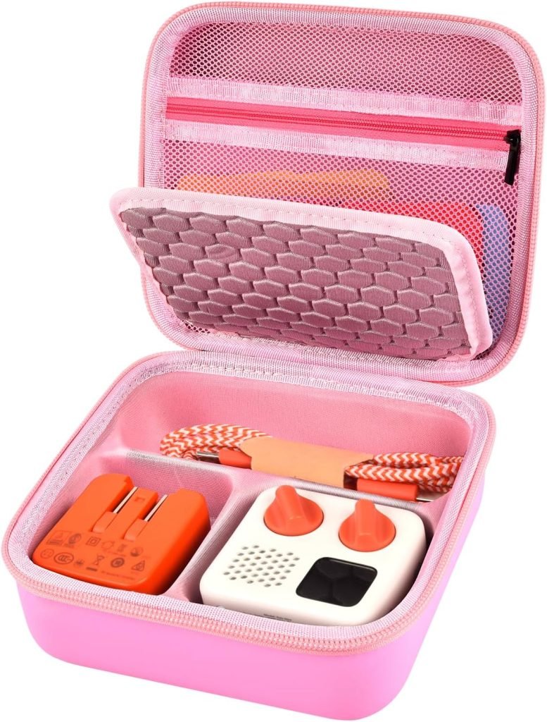 Kids Camera Cases Compatible with Seckton/ for Nynicorny/ for Rindol/ for Ourlife/ for PROGRACE Digital Selfie Camera, Toddler Video Cameras Storage Holder for Mounts, USB Cable, Fastening Strap-Pink