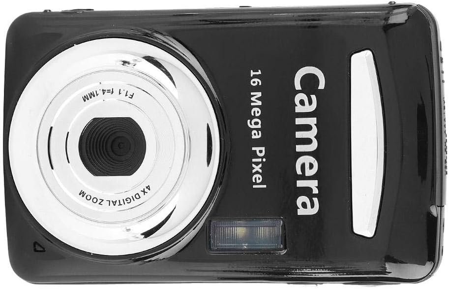 Mini Video Camera, 2.4 Inch LCD Screen, Digital Camera with Top Sensor, Full HD 1600W Portable Compact Camera, 4X Digital Zoom, Extra Light (Black)